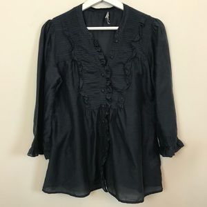 Joie Navy Popover Blouse Size Small